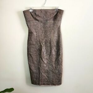 Frenchi vintage genuine leather python snake print strapless dress back slit, 11